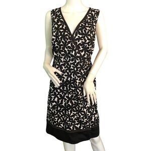 LANE BRYANT Sz 16 Black and White Floral Faux Wrap Dress Knee Length Summer‎ Sun